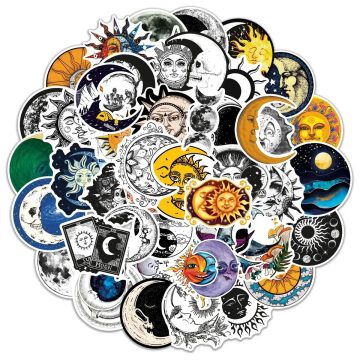 Gothic Moon Sun Art Stickers - Aesthetic Graffiti Decals for Scrapbooking Luggage Guitar Car