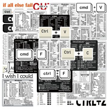 Waterproof Keyboard Shortcut Stickers for Desktop and Laptop
