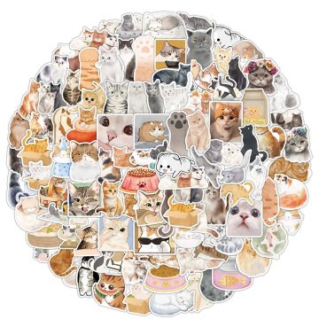Cat Meme Graffiti Stickers - Kawaii Animal Decals for Suitcase Scrapbook