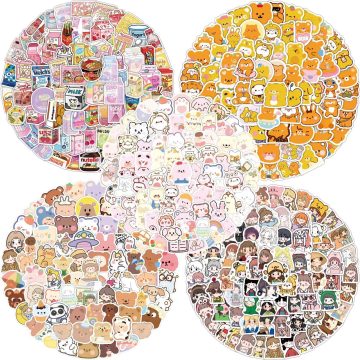 Kawaii Bear Stickers Pack Waterproof Vinyl Decals for Laptop, Phone, Car, DIY Projects