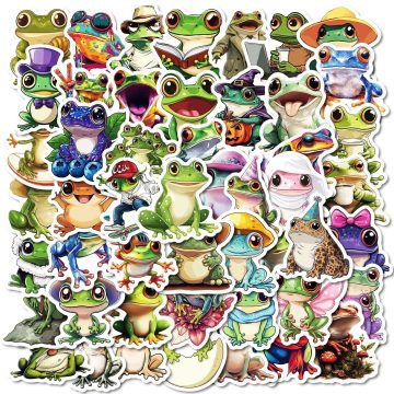 Peace Colorful Frog Stickers - Cute Kawaii Cartoon Decals for Skateboard Laptop