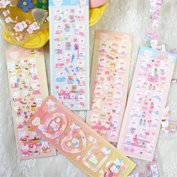 Rabbit Laser Stickers Kawaii Decorative Scrapbook Material