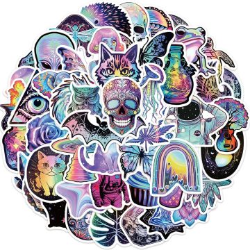 Psychedelic Space Stickers Mystery Theme Waterproof Decals