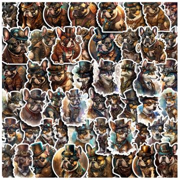 Steampunk Dog Stickers - Retro Gothic Waterproof Decals for Skateboard Car Laptop