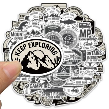 Outdoor Sports Black & White Stickers for Car, Motorcycle, Skateboard, Laptop, Adventure Decor