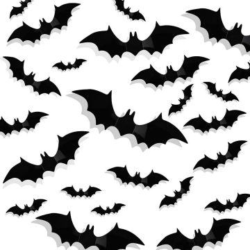 Halloween Bat Wall Stickers 3D Black Bats for Home and Window Decoration