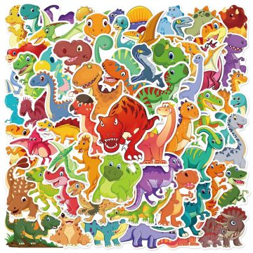 Cartoon Dinosaur Waterproof Stickers - Kids Decals for Notebook & Bottle