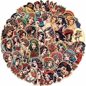 Pin Up Tattoo Girl Stickers for Motorcycle Car