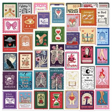 Book Stamp Cartoon Stickers for Wall and DIY Decoration