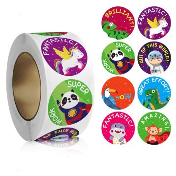 Cute Cartoon Animals Reward Stickers for Kids School Teacher Supplies Classic Toy Gift Sealing Decor