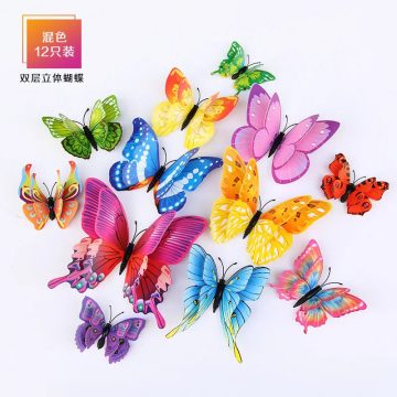 3D Butterfly Wall Stickers Magnetic Double Layer Fridge Decoration