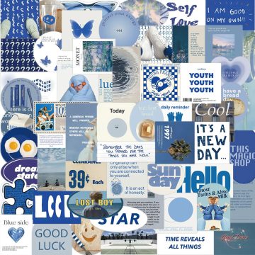 Instagram Style Blue Stickers - Aesthetic Waterproof Decals for Fridge & Skateboard