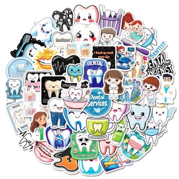 Dental Tooth Shaped Cartoon Teeth Stickers Dentist Toothbrush Decoration
