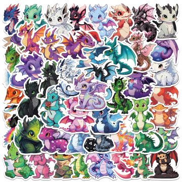 Cute Cartoon Magic Dragons Stickers for Luggage, Laptop, Guitar, Skateboard, DIY Waterproof Graffiti Vinyl Decals