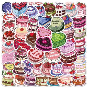Cute Cartoon Constellation and Cake Stickers for Kids and Adults, Water Bottle, Laptop, Luggage, Notebook, Waterproof Vinyl Car Decals