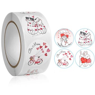 Love Cartoon Wedding Stickers - Valentine Gift Box Seal Labels