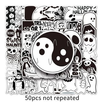 Cute Halloween Stickers Kawaii Ghost Decals - DIY Decoration for Skateboard Phone Helmet Bike
