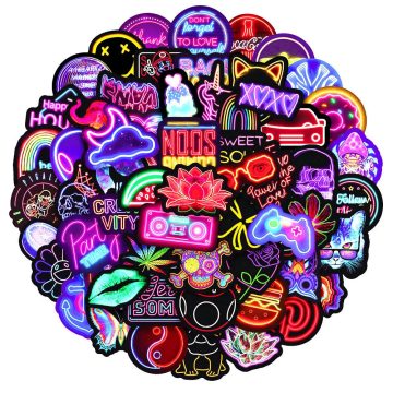 Neon Cartoon Graffiti Stickers Waterproof Vinyl Decals for Fridge, Laptop, Car, Skateboard