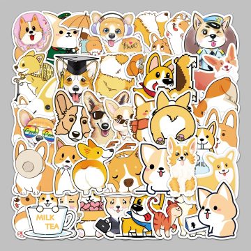 Corgi Graffiti Stickers for Helmet, Wall, and DIY Decoration