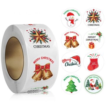 Merry Christmas Round Label Stickers for Handmade Gift Packaging