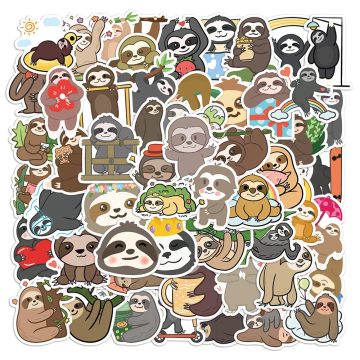Cute Sloth Cartoon Stickers - Kawaii Animal Graffiti Decals for DIY Skateboard Laptop Phone Fridge Car