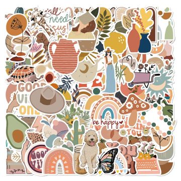 Cute Cartoon Art Bohemian Aesthetic Stickers - Graffiti Decals for Scrapbook, Laptop, Guitar