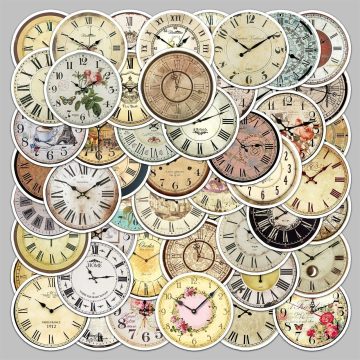 Cartoon Pocket Watch Graffiti Stickers for Helmet, Wall, DIY Decoration