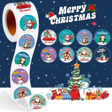 Merry Christmas Party Stickers for Gift Boxes, Sealing, and Baking Decor