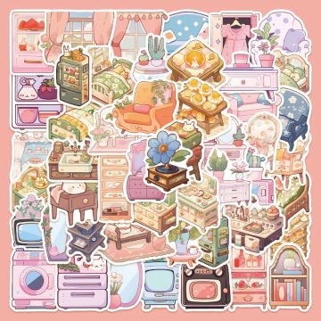 Cartoon Furniture Graffiti Stickers for Helmet, Desktop, Wall Decoration