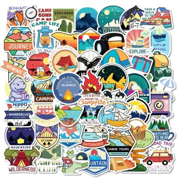 Cartoon Travel Scenery Stickers for Helmet, Wall, DIY Decor