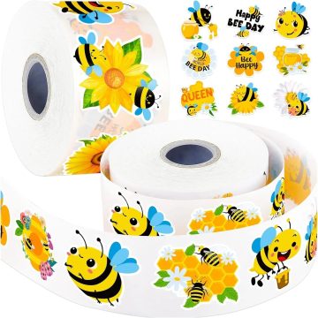 Yellow Bee Flower Shaped Stickers for Gift Box and Stationery Decoration
