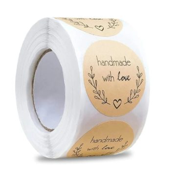 Handmade with Love Kraft Paper Stickers