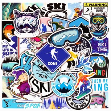 Winter Skiing Sports Stickers - Aesthetic Decals for Snowboard Helmet Suitcase