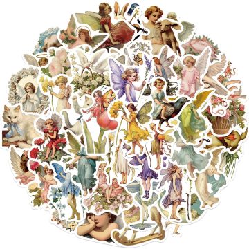 Oil Painting Elf Angel Stickers - Fairytale Decals for Wall Bike Skateboard
