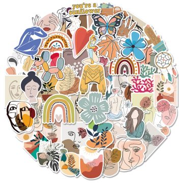 Bohemian Cartoon Stickers - Aesthetic Decals for Skateboard Laptop Phone DIY
