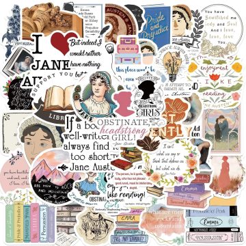 Jane Austen Novelist Quote Stickers for Diary Luggage