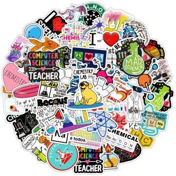 Science Laboratory Waterproof Stickers - Chemistry Biology Decals for Suitcase Diary