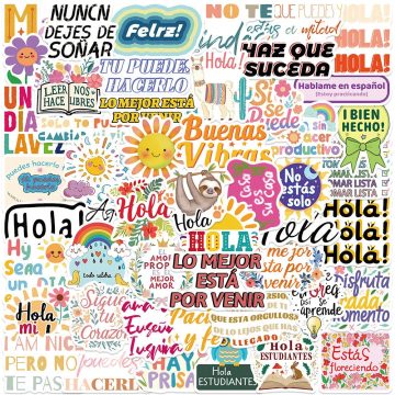 Spanish Motivational Phrase Stickers for Office Study Stationery