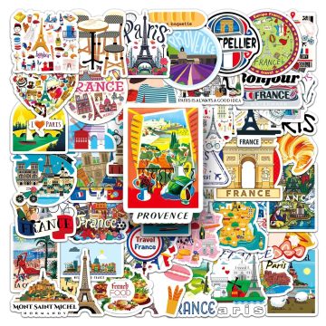 Paris Travel Stickers - Eiffel Tower Landmark Decals for Luggage Bike