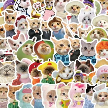 Cat Meme Waterproof Stickers Aesthetic Luggage Guitar