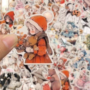 Kawaii Goth Witch Bear Decals for Motorcycle Phone
