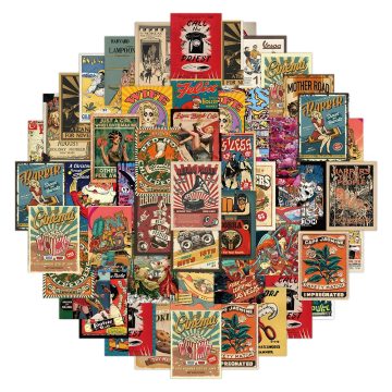 Vintage Kraft Paper Poster Stickers - Retro Decorative Decals for Suitcase DIY