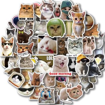 Cute Cat Stickers for Skateboard, Scrapbook, Water Bottle, Laptop, Luggage, Kids Toys, Vinyl, Waterproof, Funny Cats Decals