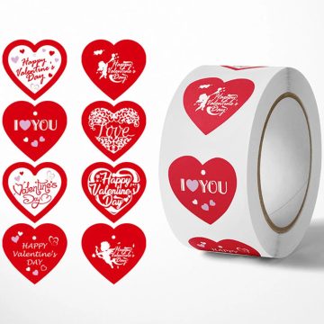 Red Love Valentines Day Stickers Wedding and Candy Gift Box Labels
