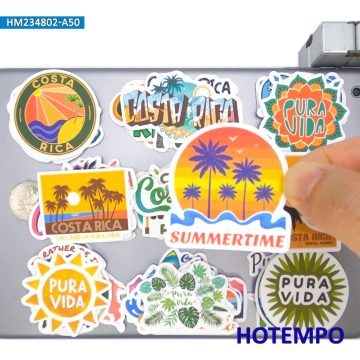 Costa Rica Pura Vida Graffiti Summer Beach Travel Style Stickers for DIY Creative Decoration