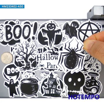 Funny Halloween Black and White Stickers for Devices and Gear