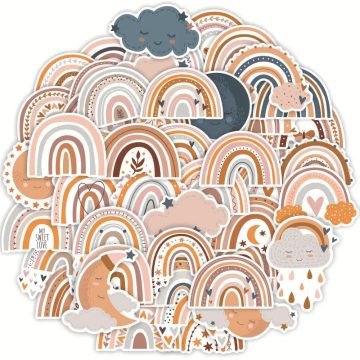 Boho Rainbow Cartoon Stickers - Aesthetic Graffiti Decals for Scrapbooking Bike