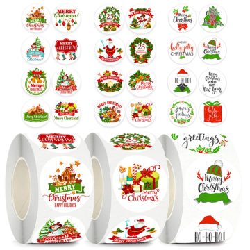Round Christmas Thank You Stickers - Biscuit Packaging Labels