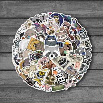 Cartoon Raccoon Waterproof Stickers for Scrapbooking and Gifts