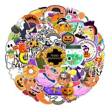 Halloween Ghost Pumpkin Stickers - Funny Cartoon Decals for Luggage Laptop Car